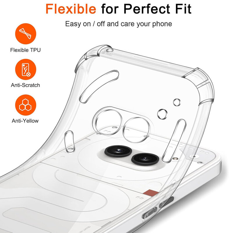 Husa Nothing Phone (2a) Plus Techsuit Shockproof Clear Silicone, transparenta