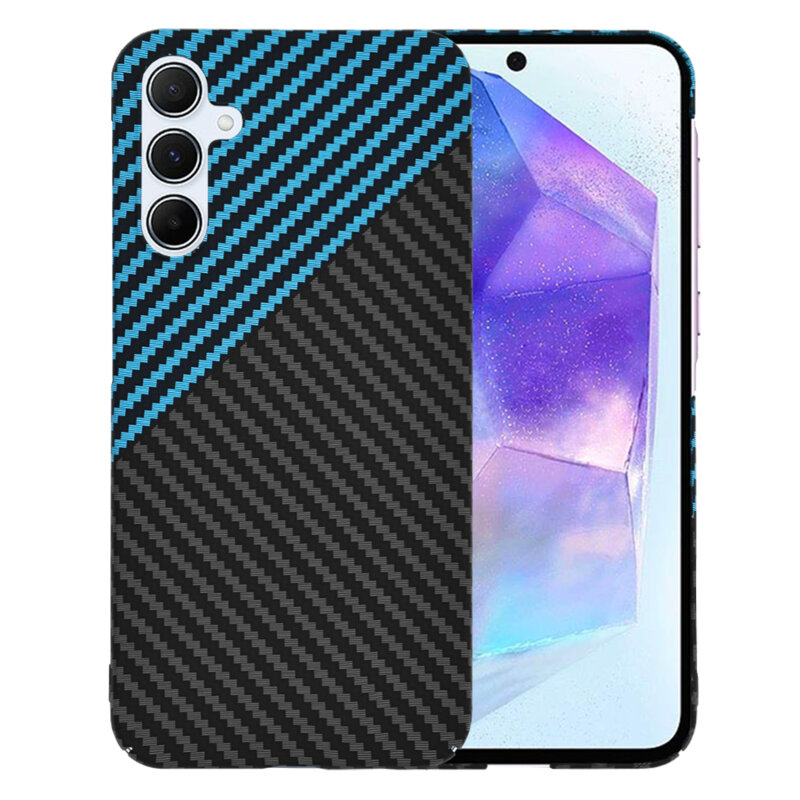 Husa Samsung Galaxy A55 5G Techsuit Carbonite FiberShell, bleu