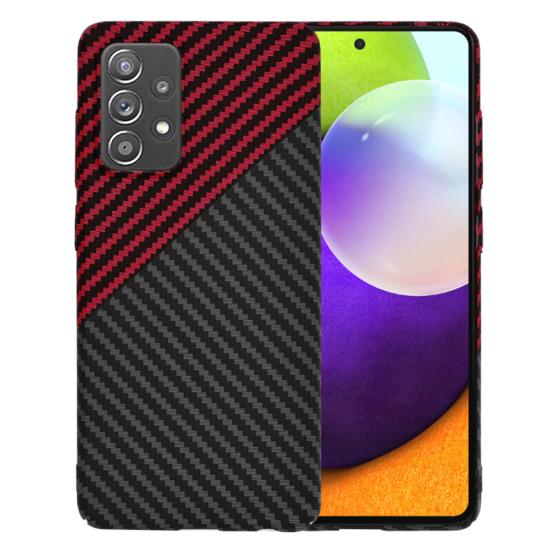 Husa Samsung Galaxy A52 4G Techsuit Carbonite FiberShell, rosu inchis
