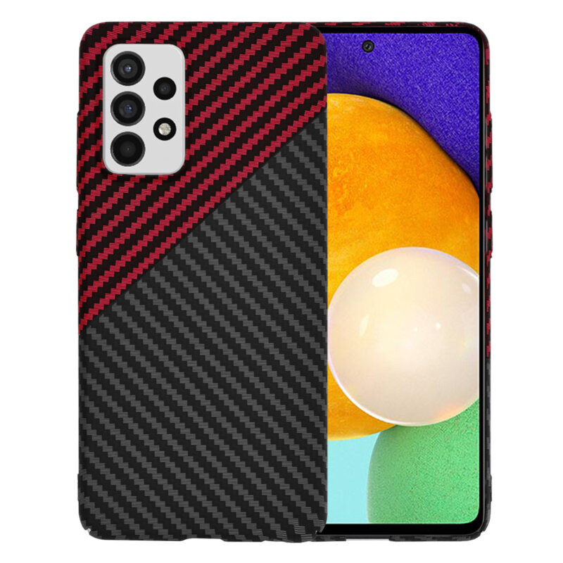 Husa Samsung Galaxy A52 5G Techsuit Carbonite FiberShell, rosu inchis