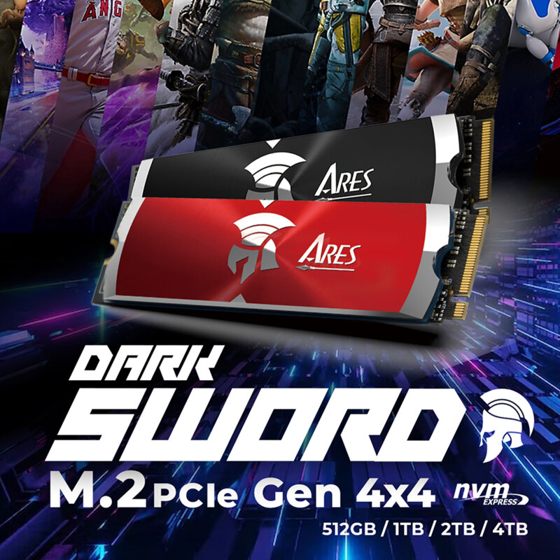 SSD Ares Dark Sword 2TB Dato, PCIe Gen4x4, 7200MB/s, rosu, ARSDSR-2TB
