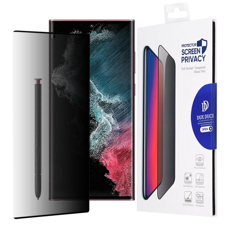 Folie sticla Samsung Galaxy S22 Ultra 5G Dux Ducis Tempered Glass Privacy, negru