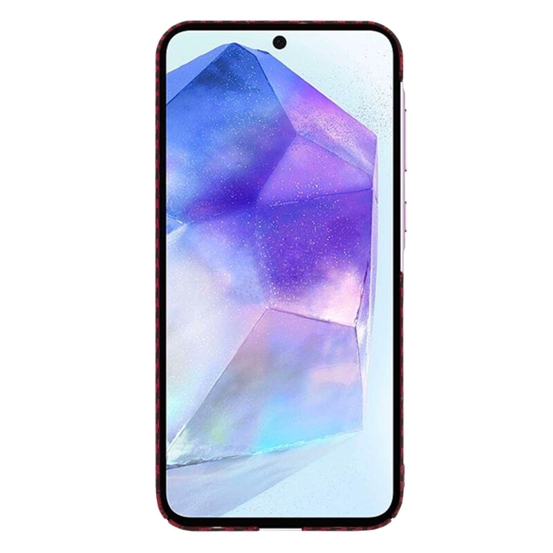 Husa Samsung Galaxy A55 5G Techsuit Carbonite FiberShell, rosu