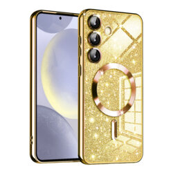 Husa premium Samsung Galaxy S24 Techsuit Luxury Glitter MagSafe, auriu