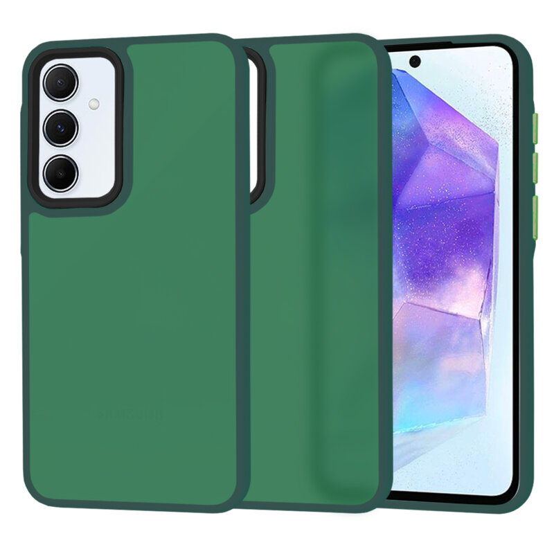 Husa Samsung Galaxy A55 5G Techsuit HaloFrost Series, verde inchis