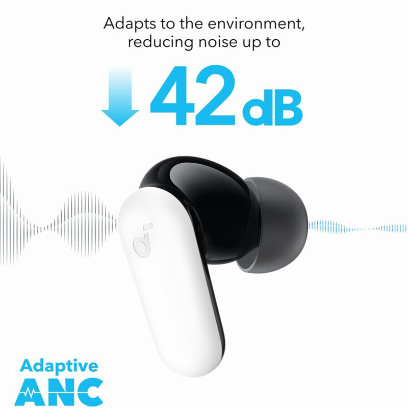 Casti Bluetooth TWS, Noise Cancelling Anker SoundCore P30i, alb