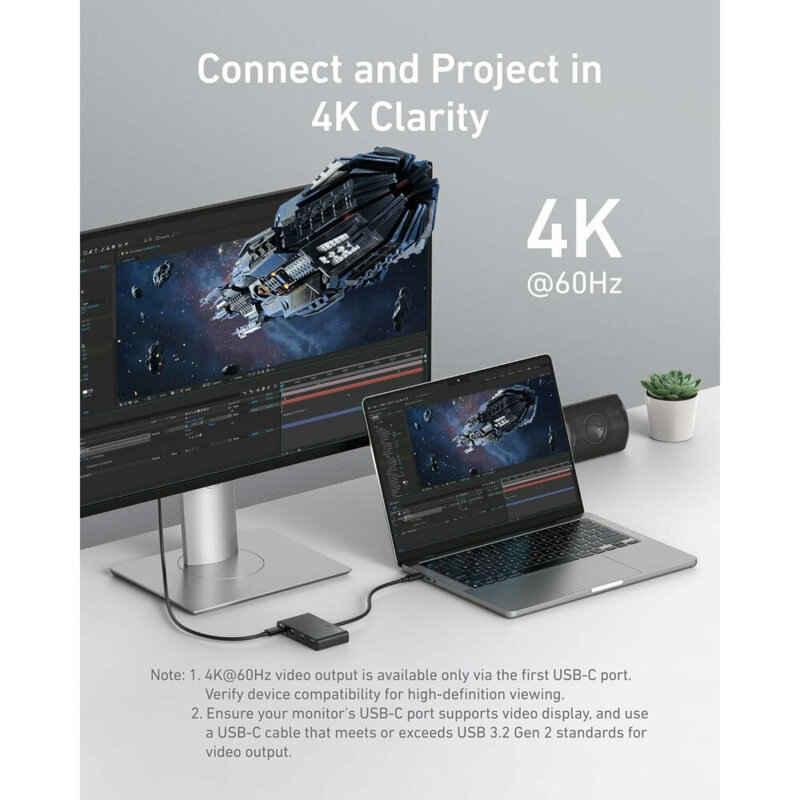 Docking station, hub 4x Type-C, 10Gbps, 100W Anker, negru