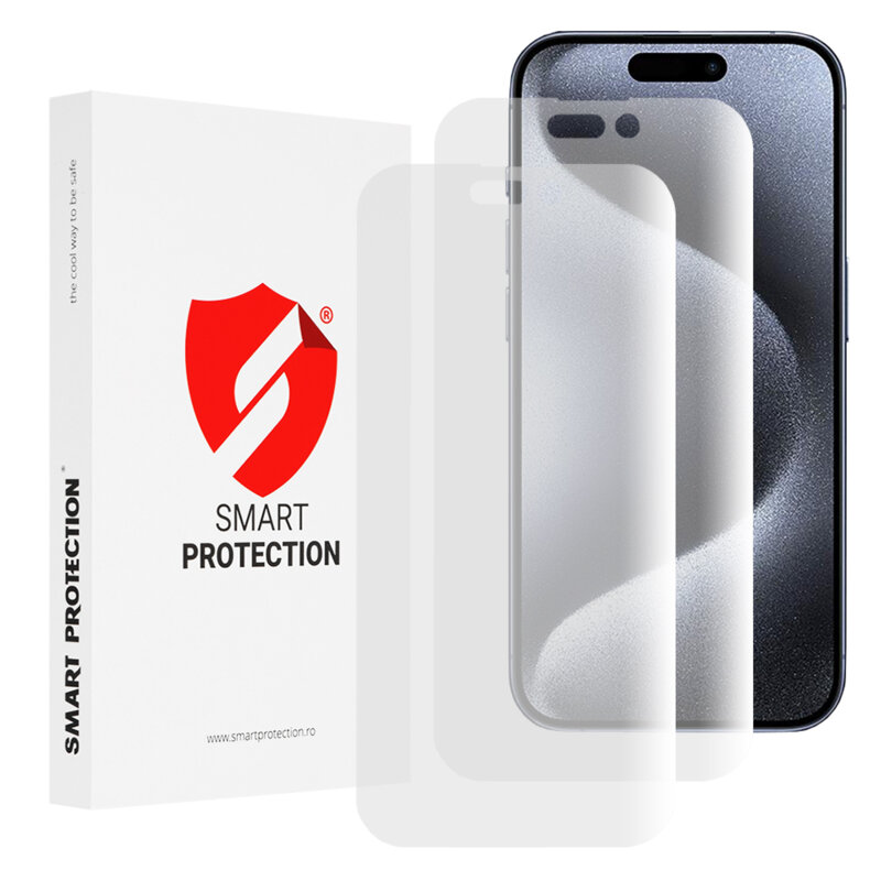 [Pachet 2x] Folie regenerabila premium iPhone 15 Pro Smart Protection Classic, transparenta