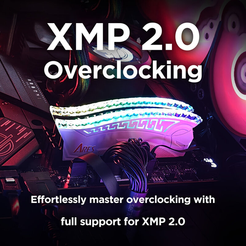 [Kit 2x] Memory Gaming DDR4 8GB, 3600MHz Dato, AMRGB8GX216G36W, alb