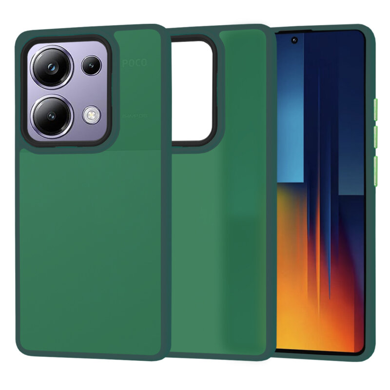 Husa Xiaomi Poco M6 Pro 4G Techsuit HaloFrost Series, verde inchis