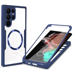 Husa 360° Samsung Galaxy S23 Ultra Techsuit ColorVerse MagSafe, albastru