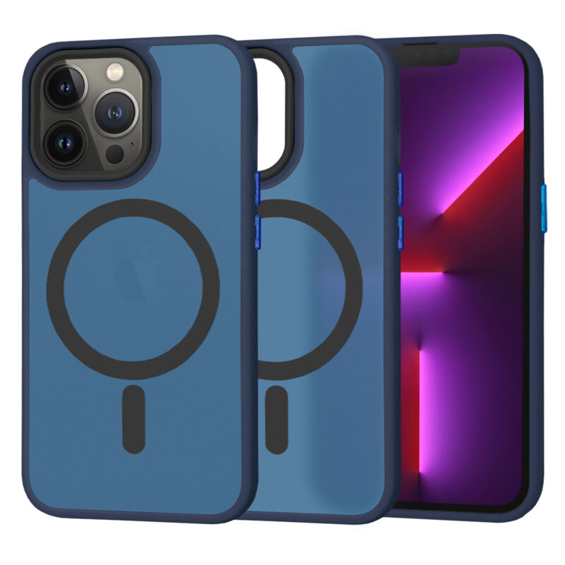 Husa iPhone 13 Pro Techsuit HaloFrost MagSafe Series, bleumarin