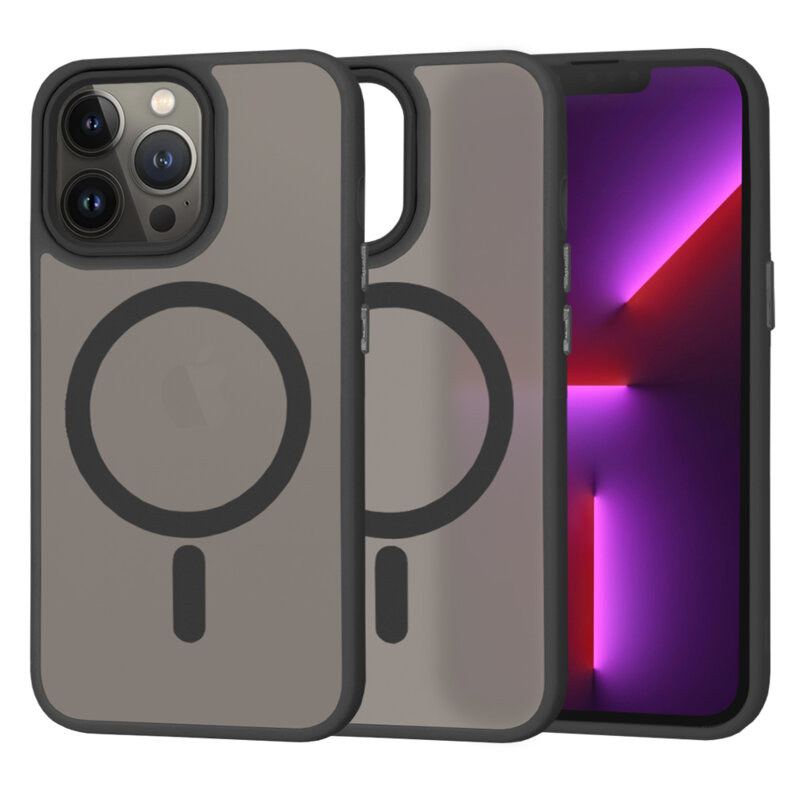 Husa iPhone 13 Pro Techsuit HaloFrost MagSafe Series, negru