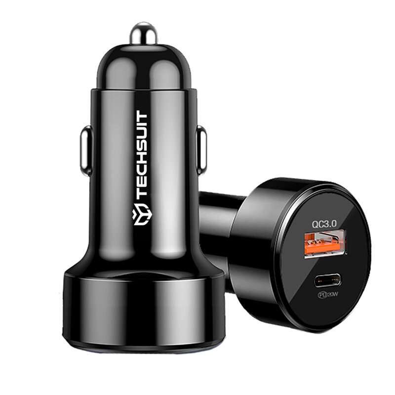 Incarcator masina USB QC3.0 + Type-C PD 38W Techsuit, CAPD028