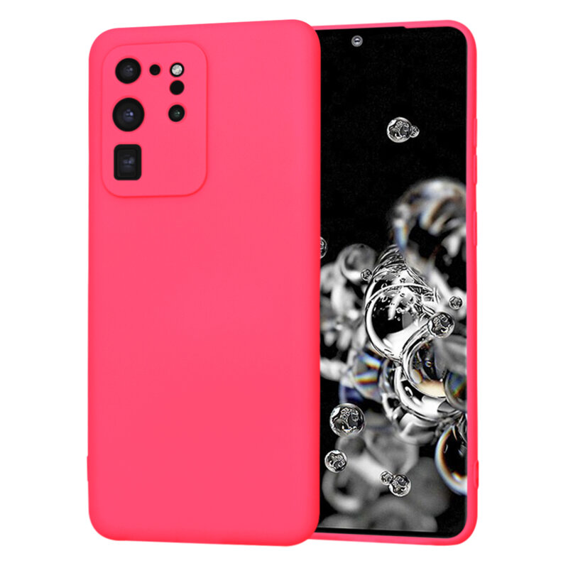 Husa silicon Samsung Galaxy S20 Ultra Techsuit SoftFlex, fucsia