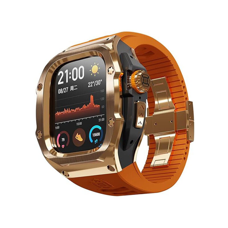 [Pachet 360°] Husa + curea Apple Watch Ultra 2 ShellBox Waterproof IP68, roz auriu