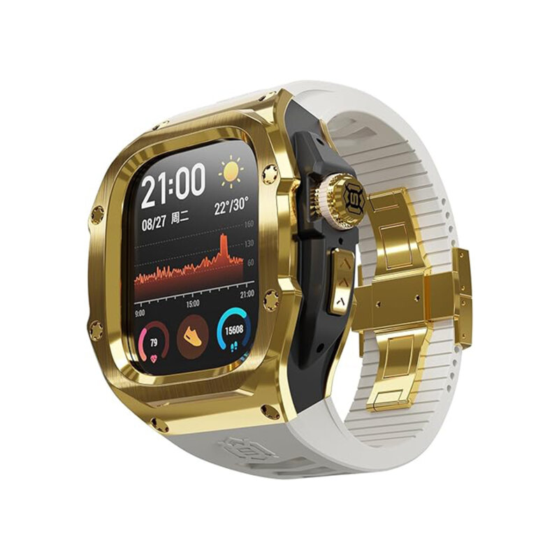 [Pachet 360°] Husa + curea Apple Watch Ultra 2 ShellBox Waterproof IP68, auriu