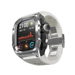 [Pachet 360°] Husa + curea Apple Watch Ultra 2 ShellBox Waterproof IP68, argintiu