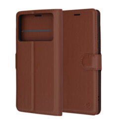 Husa Xiaomi Poco F6 Pro Techsuit Leather Folio, maro