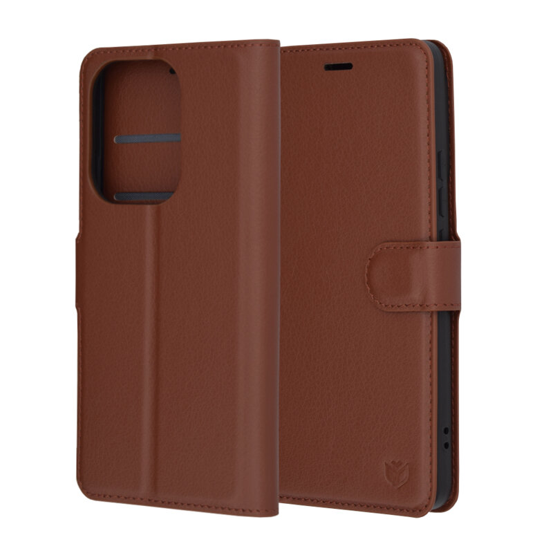 Husa Xiaomi Poco F6 Techsuit Leather Folio, maro