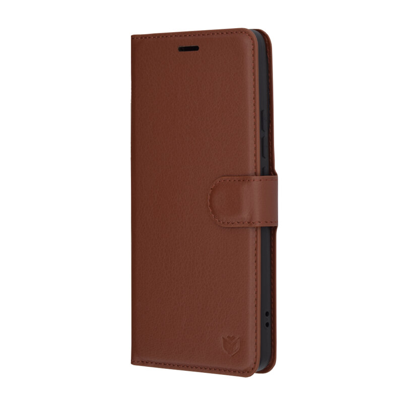 Husa Xiaomi Poco F6 Techsuit Leather Folio, maro