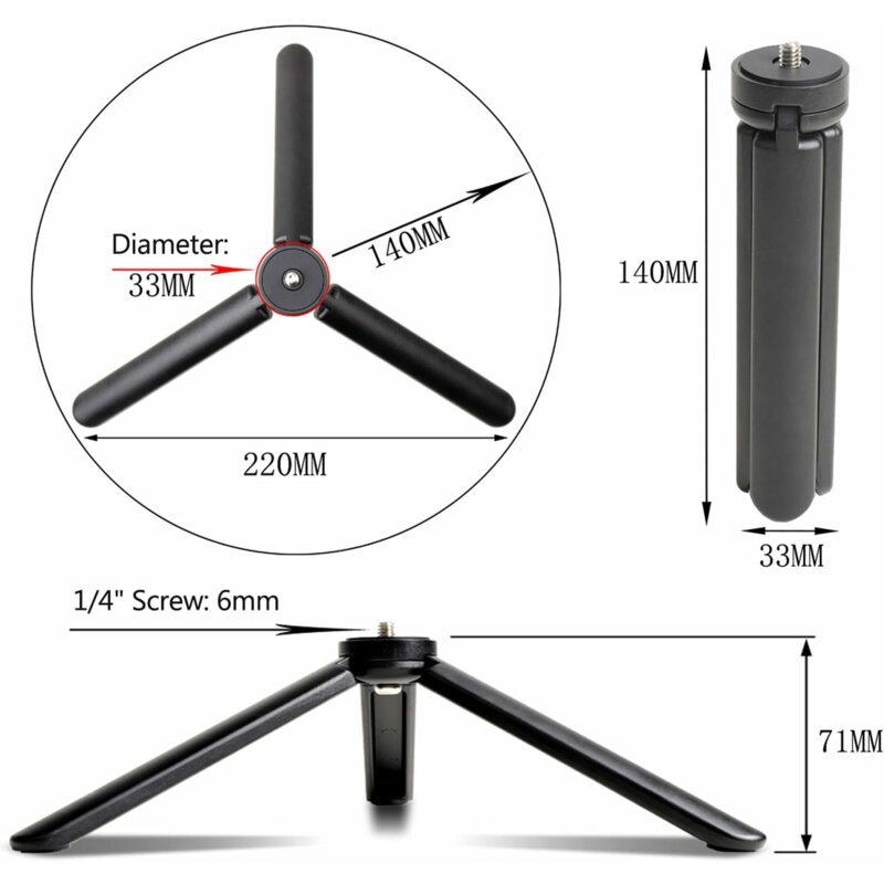 Trepied foto cu surub 1/4 inch Techsuit, TPD3, negru