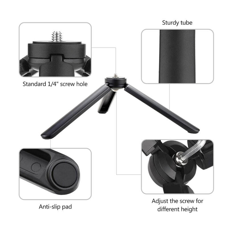 Trepied foto cu surub 1/4 inch Techsuit, TPD3, negru