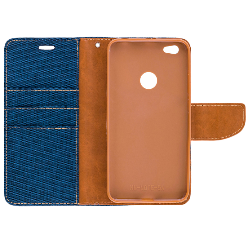 Husa Xiaomi Redmi Note 5A Book Canvas Bleu