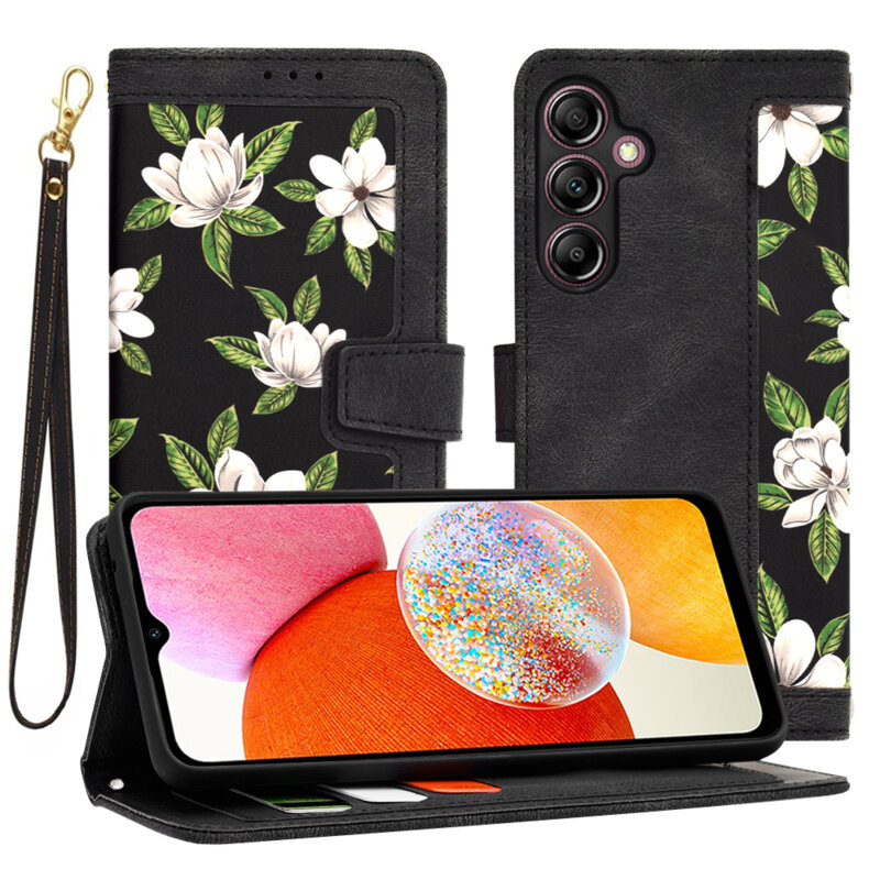 Husa personalizata fete Samsung Galaxy A14 4G Techsuit FlipCraft, negru