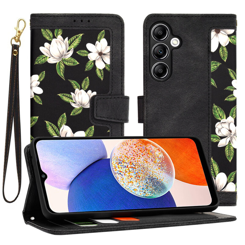 Husa personalizata fete Samsung Galaxy A14 5G Techsuit FlipCraft, negru