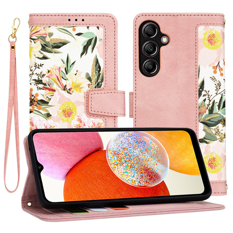 Husa personalizata fete Samsung Galaxy A14 4G Techsuit FlipCraft, roz