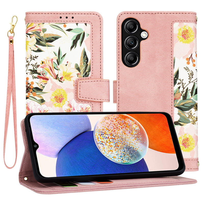 Husa personalizata fete Samsung Galaxy A14 5G Techsuit FlipCraft, roz