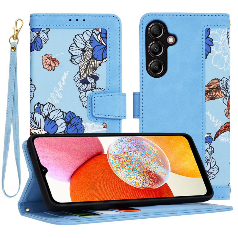 Husa personalizata fete Samsung Galaxy A14 4G Techsuit FlipCraft, bleu