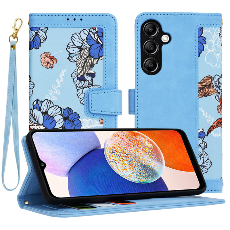 Husa personalizata fete Samsung Galaxy A14 5G Techsuit FlipCraft, bleu