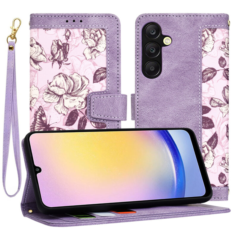 Husa personalizata fete Samsung Galaxy A25 5G Techsuit FlipCraft, mov