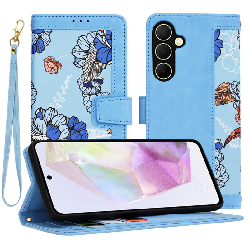 Husa personalizata fete Samsung Galaxy A35 5G Techsuit FlipCraft, bleu