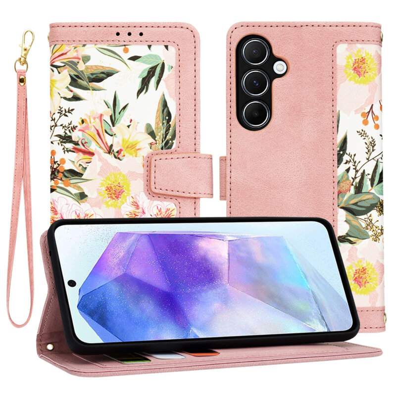 Husa personalizata fete Samsung Galaxy A55 5G Techsuit FlipCraft, roz