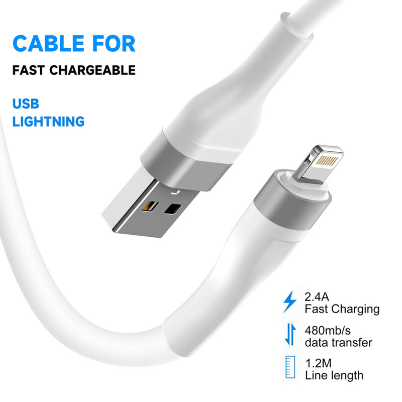 Cablu de date USB la Lightning Lito, 1.2m, 2.4A, LD02L