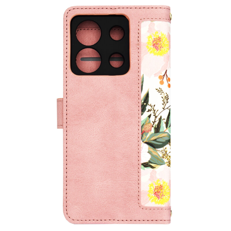 Husa personalizata fete Xiaomi Redmi Note 13 5G Techsuit FlipCraft, roz