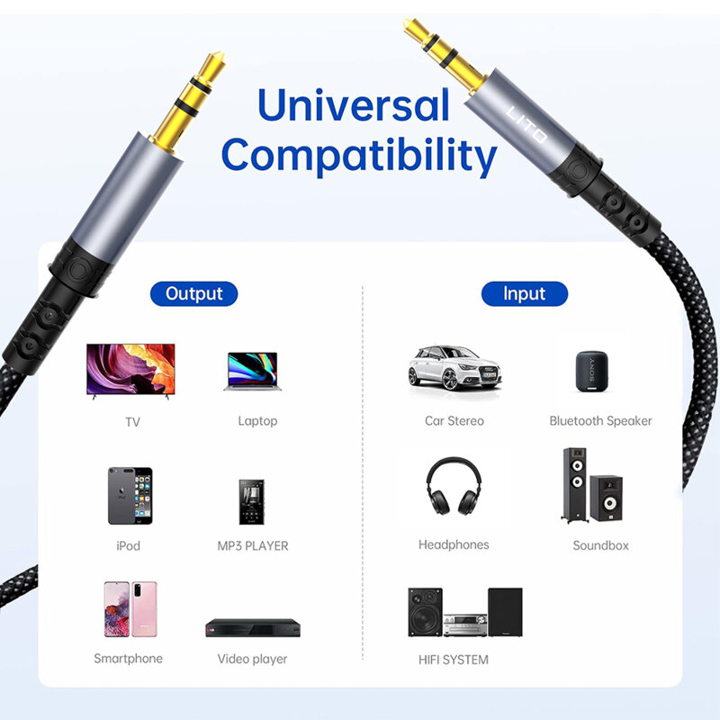 Adaptor audio Jack 3.5mm Lito LA01D, negru