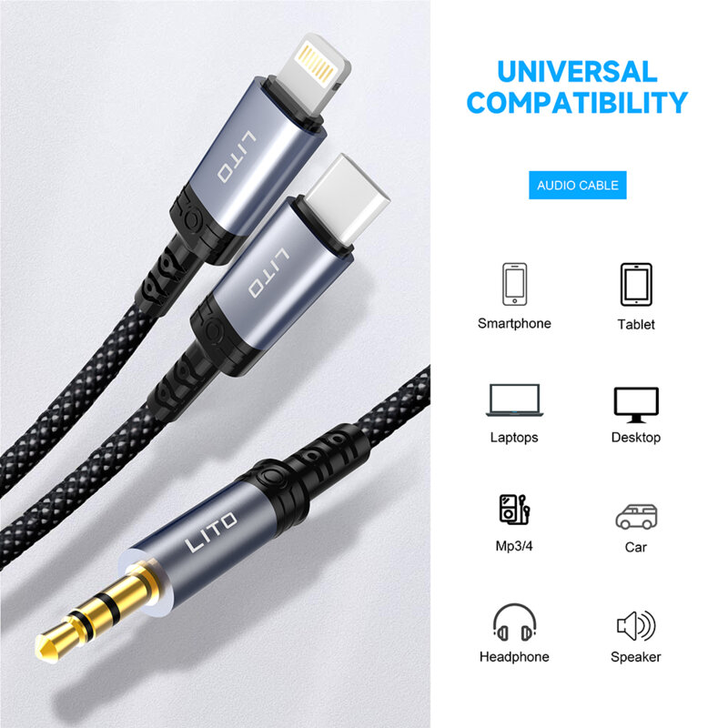 Adaptor audio Lightning la Jack 3.5mm Lito LA01L, negru