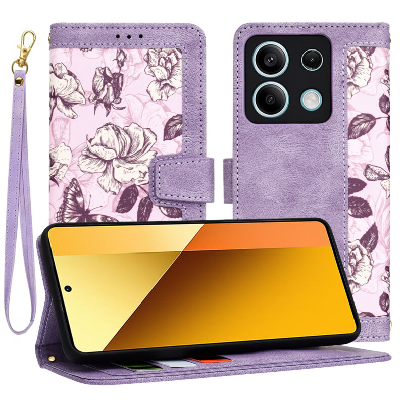 Husa personalizata fete Xiaomi Redmi Note 13 5G Techsuit FlipCraft, mov