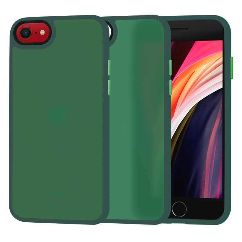 Husa iPhone SE 2, SE 2020 Techsuit HaloFrost Series, verde inchis