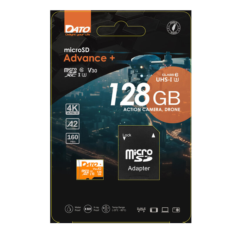 Card memorie + adaptor MicroSDXC 128GB Dato, DTTF128GU3A2V30AP