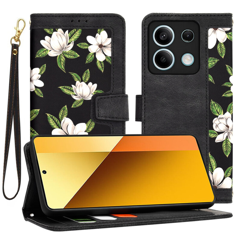 Husa personalizata fete Xiaomi Redmi Note 13 5G Techsuit FlipCraft, negru