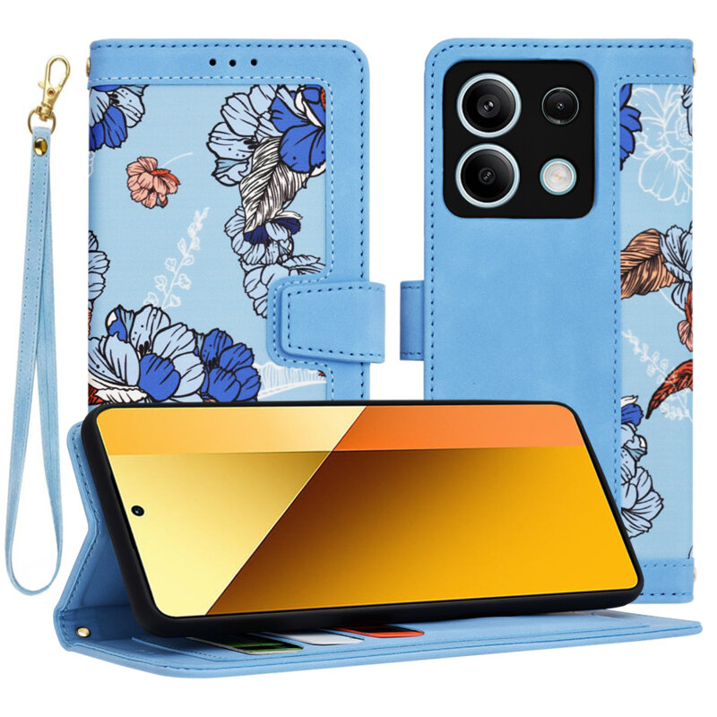 Husa personalizata fete Xiaomi Redmi Note 13 5G Techsuit FlipCraft, bleu