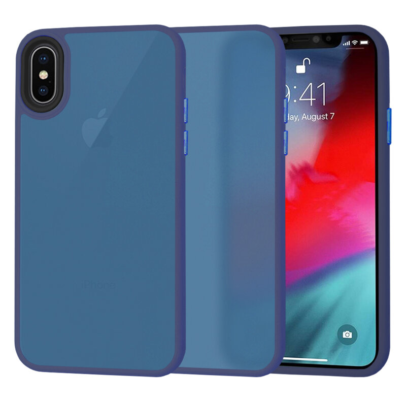 Husa iPhone XS Techsuit HaloFrost Series, bleumarin
