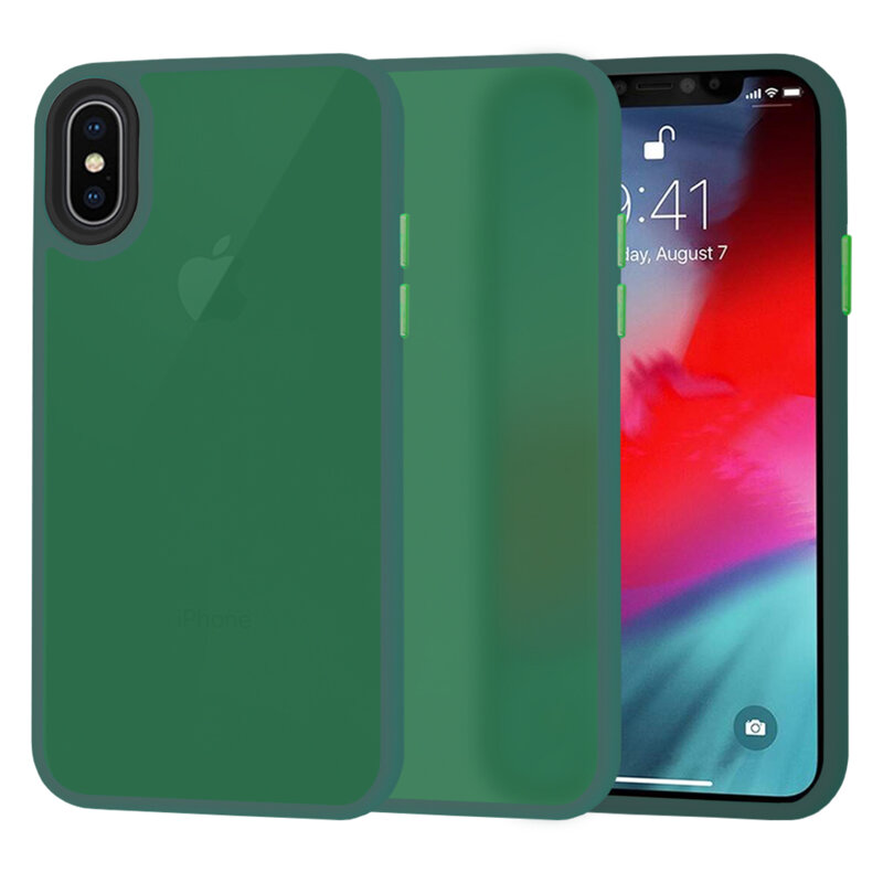 Husa iPhone X, iPhone 10 Techsuit HaloFrost Series, verde inchis