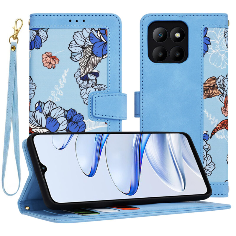 Husa personalizata fete Honor 70 Lite Techsuit FlipCraft, bleu
