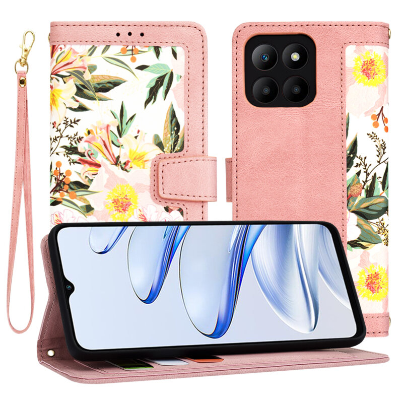 Husa personalizata fete Honor 70 Lite Techsuit FlipCraft, roz